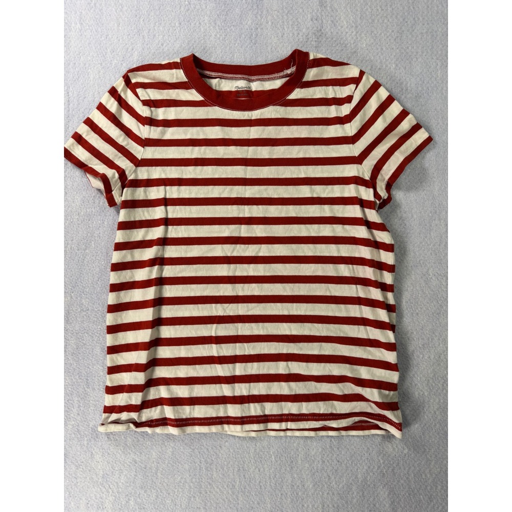 Madewell Womens Red White Striped Short Sleeve Cotton T-Shirt K2258 HO18 Small